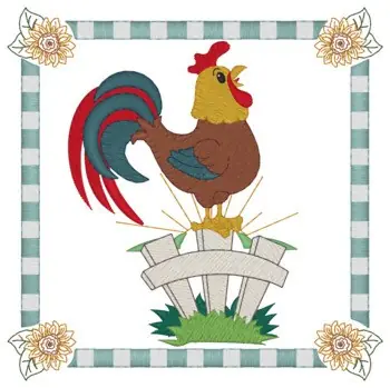 Rooster Quilt Square Embroidery Design Certified