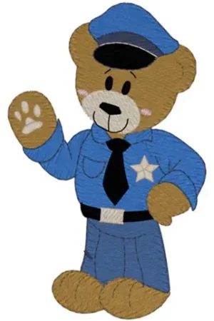 Modern Police Bear Embroidery Design