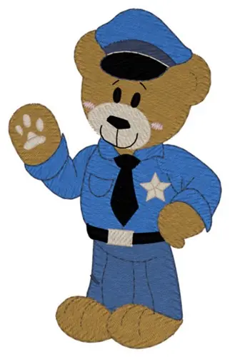 Modern Police Bear Embroidery Design