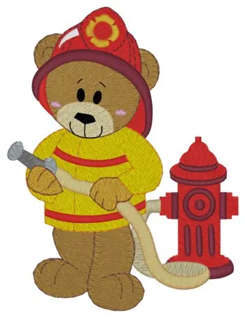 Fire Fighter Bear Embroidery Design Express Delivery
