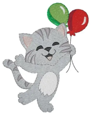 Kitty & Balloons Embroidery Design Viral