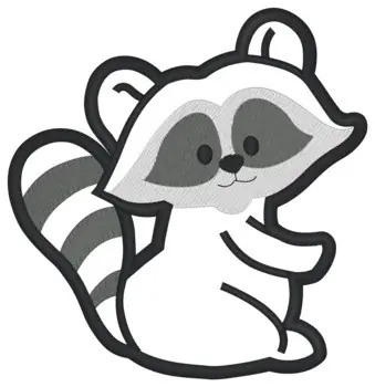 Raccoon Applique Embroidery Design Premium
