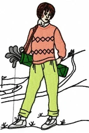 Woman Golfer Embroidery Design Special Offer