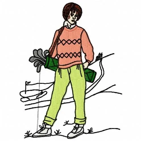 Woman Golfer Embroidery Design Special Offer