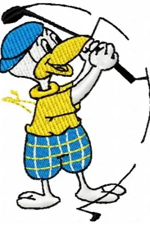 Worldwide Shipping Duck Golf Player Embroidery Design