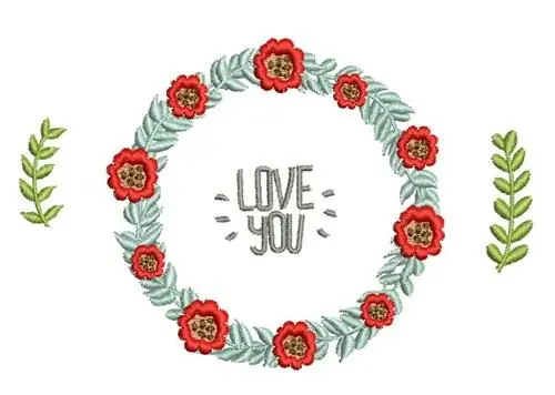 Love You Wreath Embroidery Design Next Day Delivery