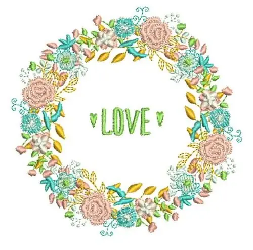 Markdown Love Wreath Embroidery Design