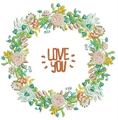 Love You Wreath Embroidery Design Flash Sale