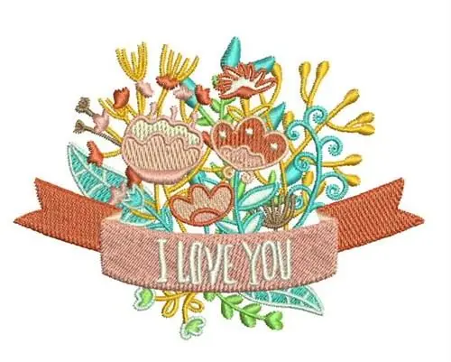 I Love You Bouquet Embroidery Design Trending