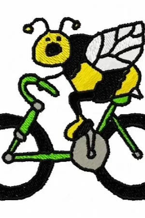 Authentic Bee On Bike Embroidery Design