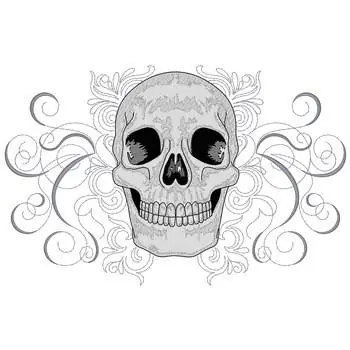 Professional Grade Skull with Decorative Scrolls Embroidery Design