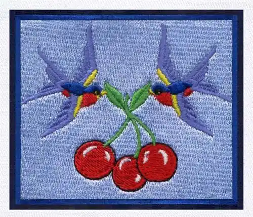 Birds with Cherries Embroidery Design Same Day Shipping