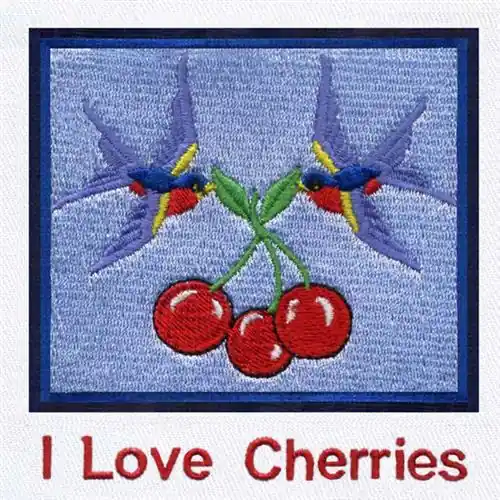 Birds with Cherries Embroidery Design Limited Edition