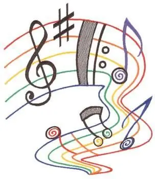 Must Have Small Music Outline Embroidery Design
