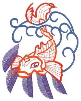 Wholesale Small Oriental Fish Embroidery Design