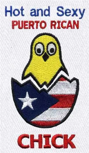 Puerto Rican Chick Embroidery Design Worldwide Shipping