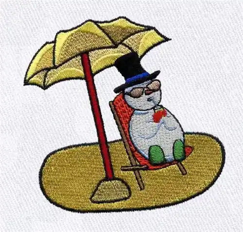 Snowman on the Beach Embroidery Design Order Now