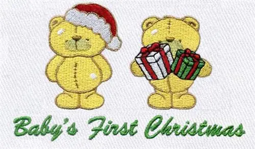 Modern Christmas Bear Embroidery Design
