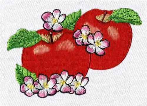 Worldwide Shipping Red Apples Embroidery Design