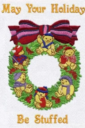Affordable Christmas Bear Wreath Embroidery Design