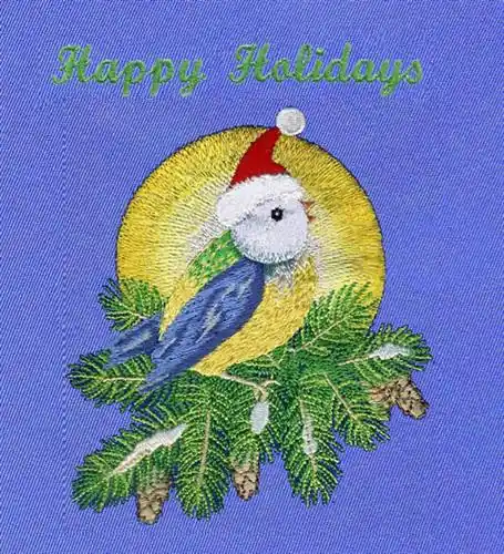 Genuine Christmas Bird Embroidery Design