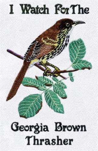 Georgia Brown Thrasher Embroidery Design Premium