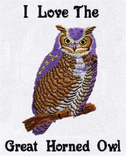 Seasonal Sale Great Horned Owl Embroidery Design