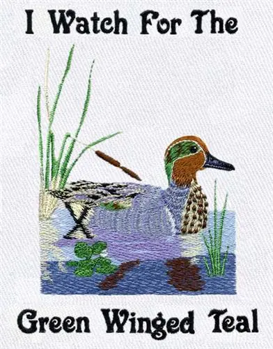 Get Yours Green Winged Teal Embroidery Design