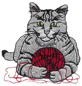 Cat With Ball Of Yarn Embroidery Design Next Day Delivery