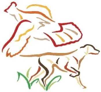 Dog And Quail Embroidery Design Reduced Price