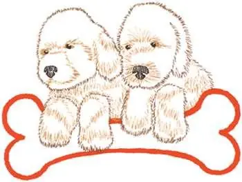 Cheap Large Puppies With Bone Embroidery Design