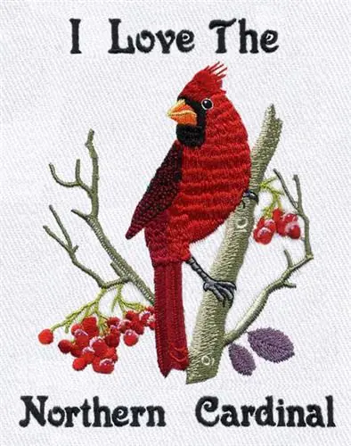 Illinois Northern Cardinal Embroidery Design Final Sale