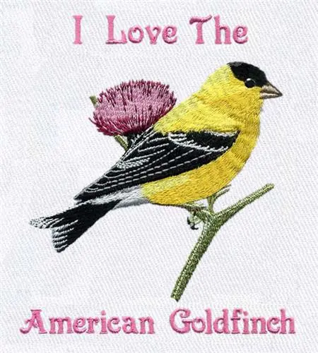American Goldfinch Embroidery Design Brand New