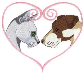 Cat And Dog Heart Embroidery Design Free Delivery