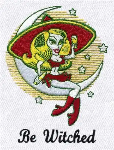 Crescent Moon Witch Embroidery Design Free Delivery