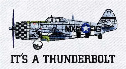 P-49 Thunderbolt Embroidery Design Weekend Sale