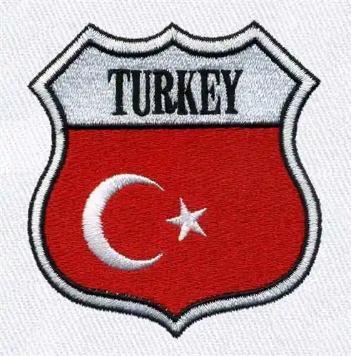 Same Day Shipping Crest Turkey Flag Embroidery Design