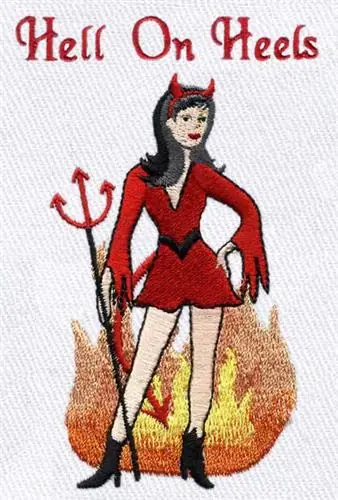 Free Shipping Devil Girl Embroidery Design