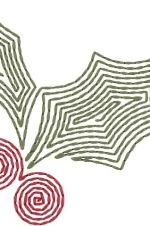 Echo Stitched Holly Embroidery Design Reduced Price
