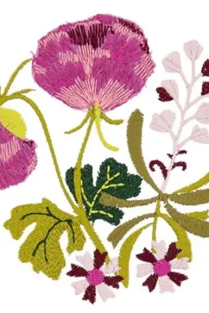 Purple Flowers Embroidery Design Free Delivery