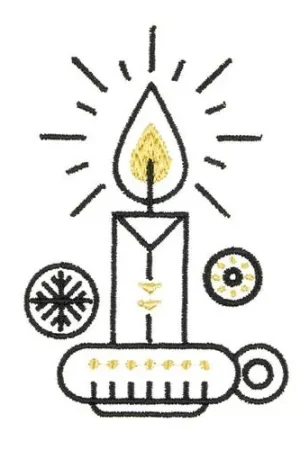 Christmas Candle Embroidery Design Authentic