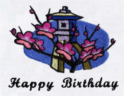 Exclusive Offer Cherry Tree with Lantern Embroidery Design