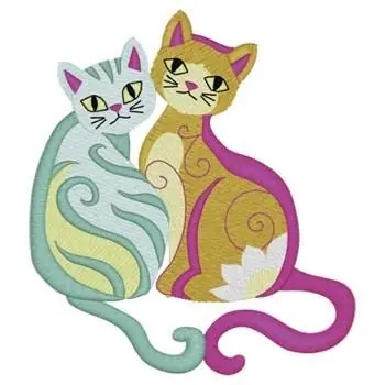 Order Now Whimsical Swirly Cats Embroidery Design
