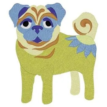 Free Returns Whimsical Pug Embroidery Design