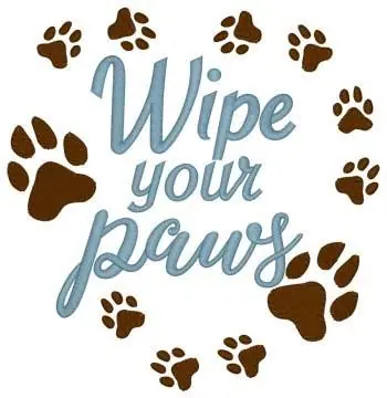 Wipe Your Paws Embroidery Design Handmade