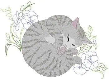 Sleeping Cat Embroidery Design In Demand