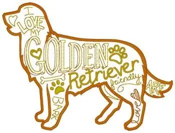 Authentic Golden Retriever Collage Embroidery Design