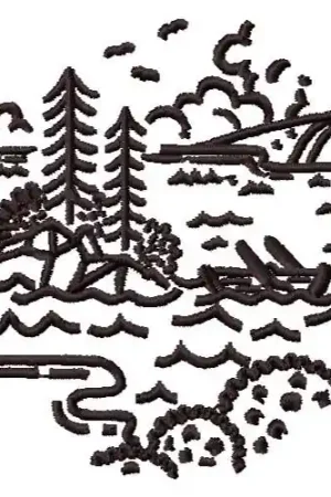 Buy Online Lake Boating Embroidery Design