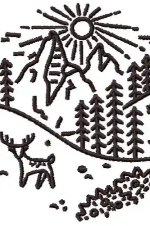 Deer Scene Embroidery Design Low Price