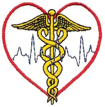 Next Day Delivery Caduceus With Heart Embroidery Design